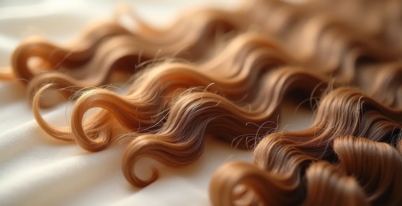 Nahaufnahme verschiedener Lockentypen von wellig bis kraus