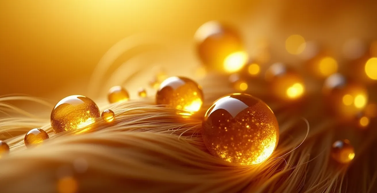 Mikroskopische Ansicht von Omega-3-Fettsäuren in der Haarstruktur