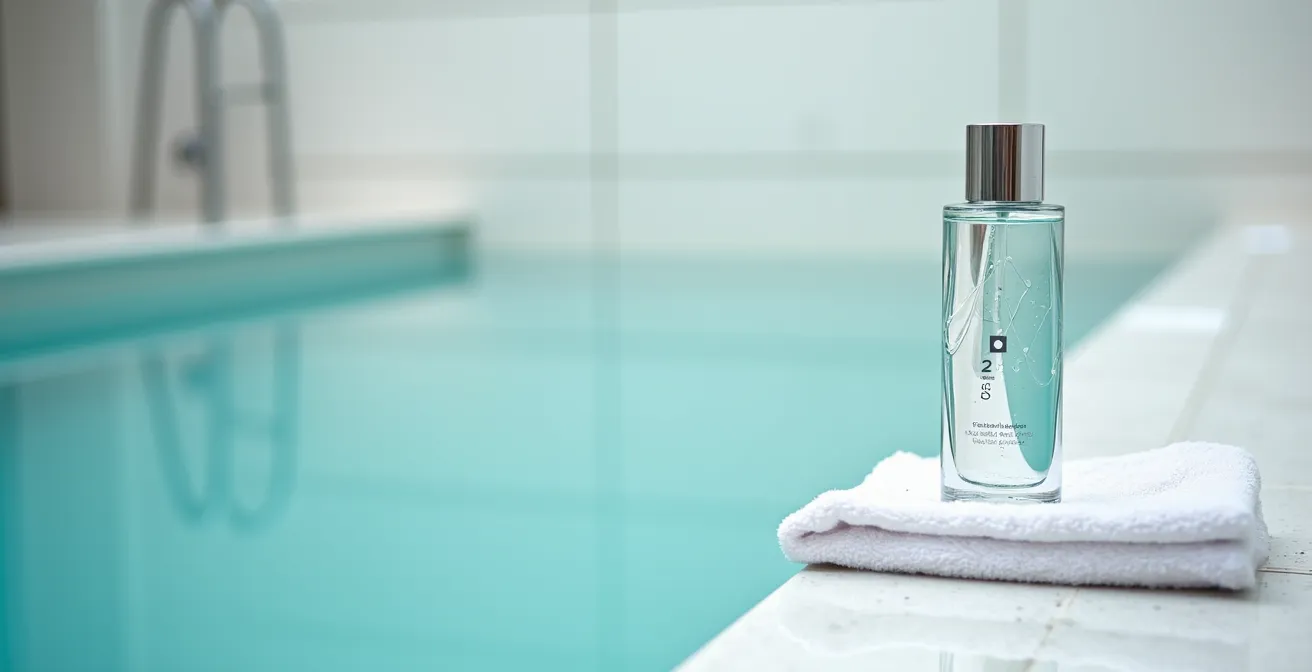 Nahaufnahme von nassem Haar mit Wassertropfen und schützendem Pflegefilm